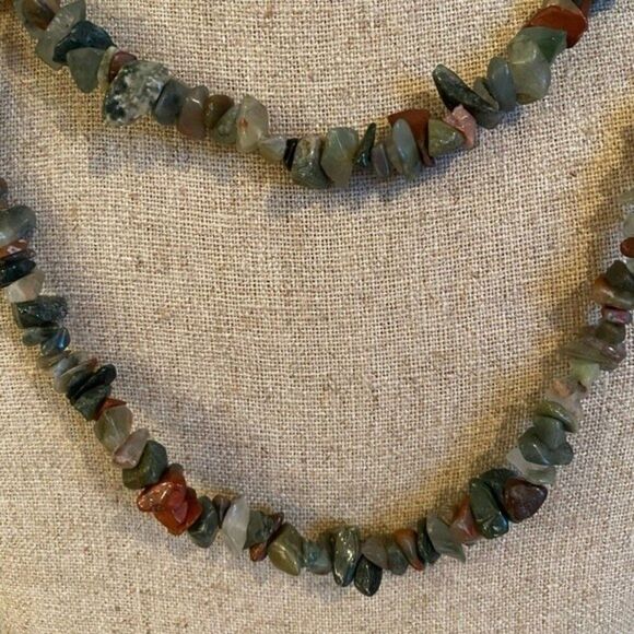 Multi Earth Tone Agate Endless Necklace 35” Long - Picture 2 of 3